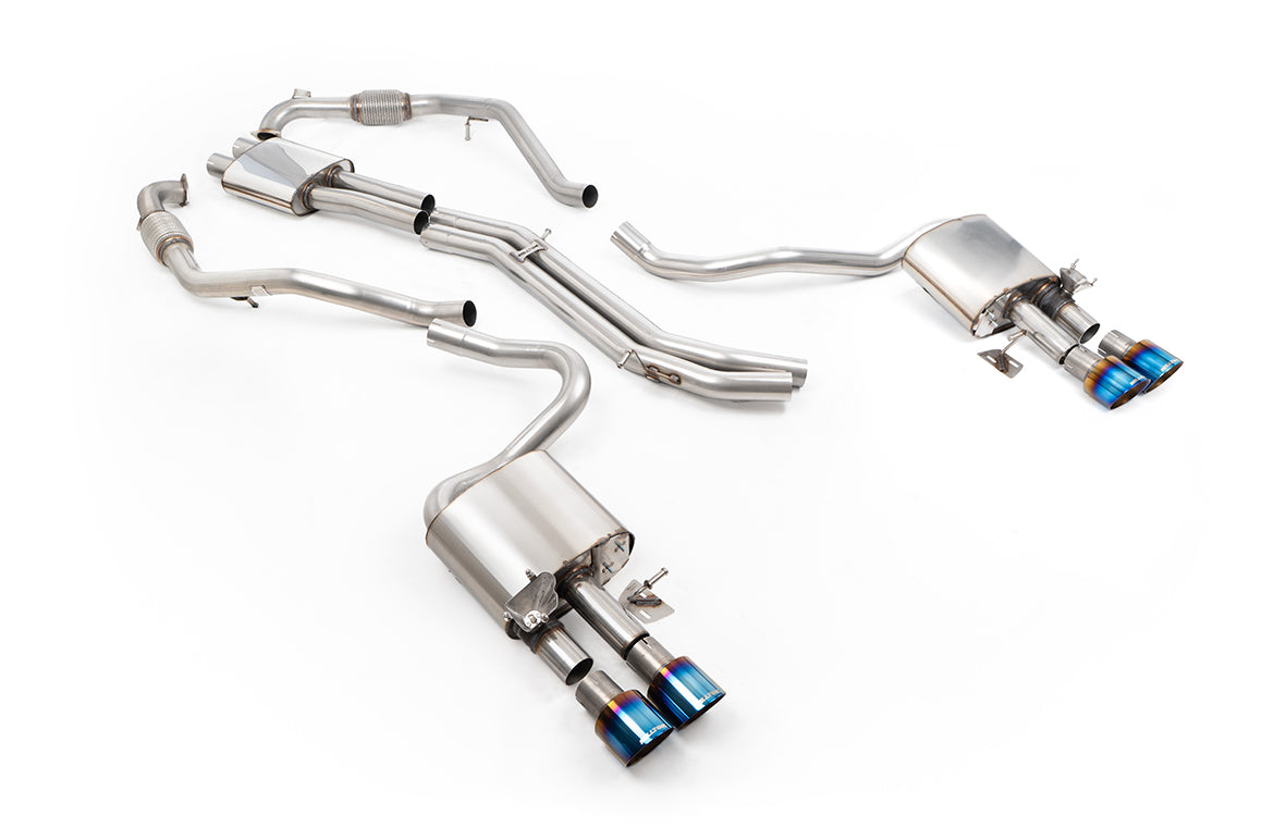 Milltek Sport Audi S5 Cat-back, Resonated, Quad GT-100 Burnt/Blue Titanium (SSXAU1166)