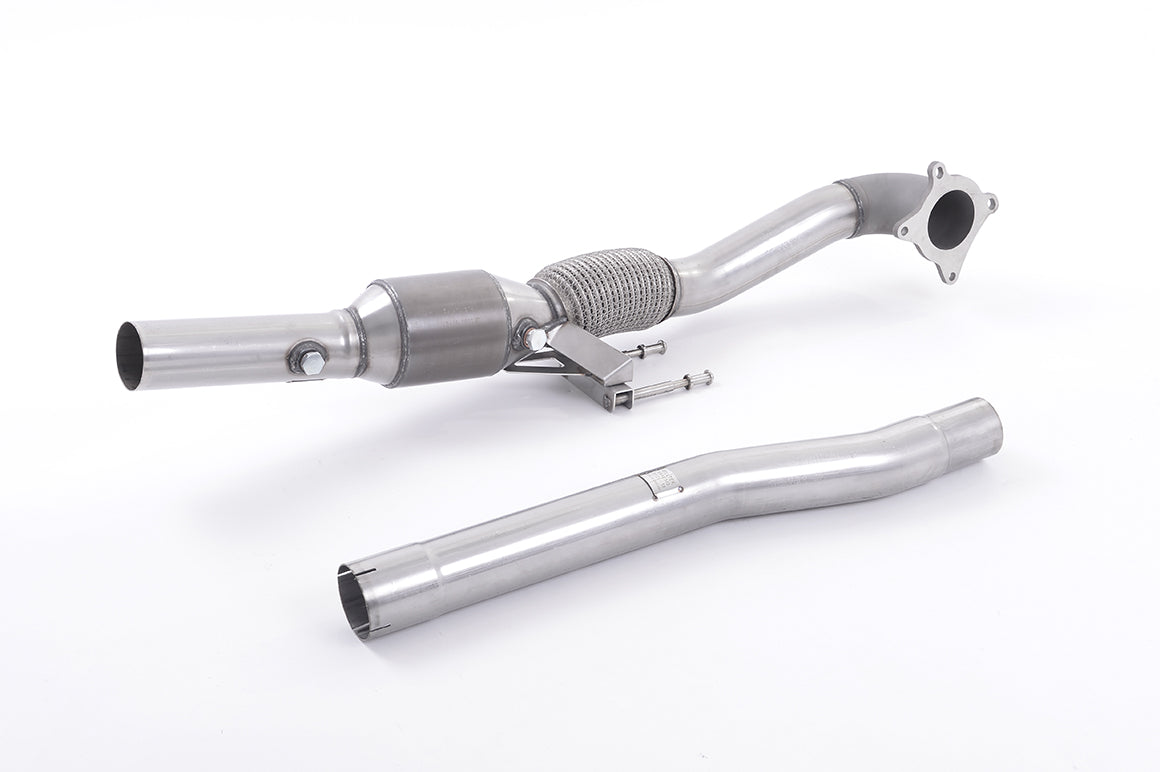 Milltek Sport Cast Downpipe with Race Cat - Audi A3 / Audi S3 / Seat Leon + more - with 200 Cell Race Cat. For Fitment to Milltek Sport 2.75' cat-back systems only. Requires a Stage 2 ECU remap