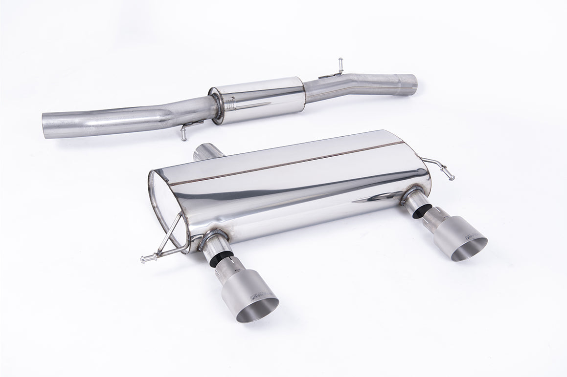 Milltek Sport Cat-back - Audi TT 180 / 225 quattro Coupe & Roadster - 3-inch Race System. Resonated (quieter). Lightweight Titanium GT100 Tips. 180 models may require dual-outlet rear valance from the 225 model