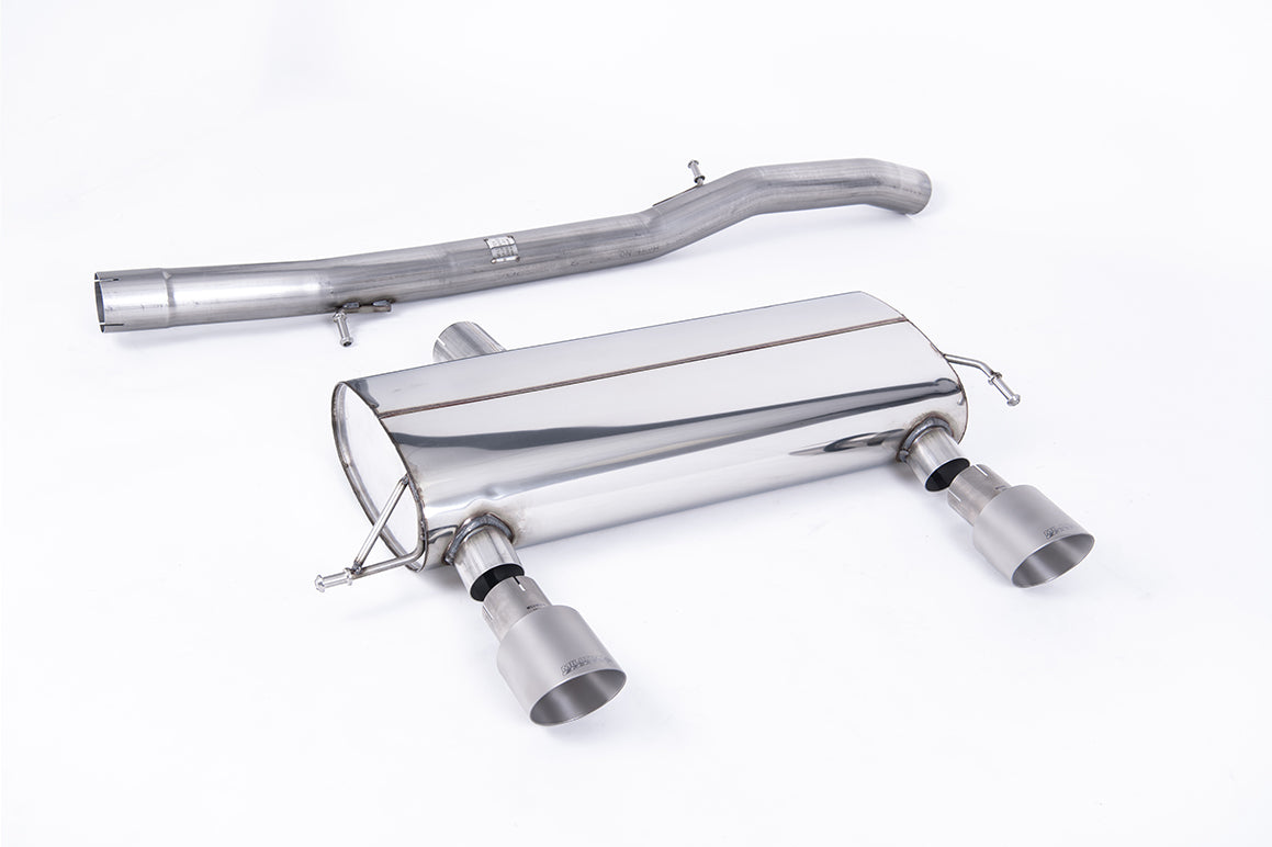 Milltek Sport Cat-back - Audi TT 180 / 225 quattro Coupe & Roadster - 3-inch Race System. Non-resonated (louder). Lightweight Titanium GT100 Tips. 180 models may require dual-outlet rear valance from the 225 model