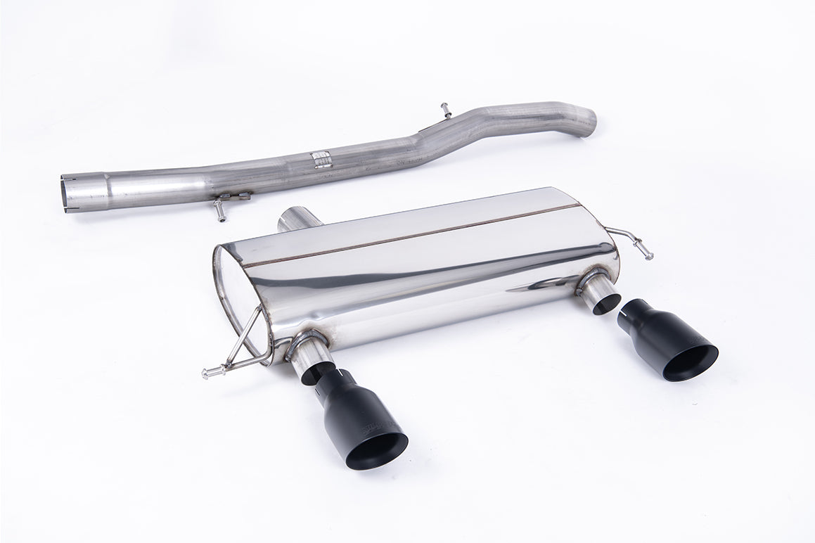 Milltek Sport Cat-back - Audi TT 180 / 225 quattro Coupe & Roadster - 3-inch Race System. Non-resonated (louder). Black Velvet GT100 Tips. 180 models may require dual-outlet rear valance from the 225 model