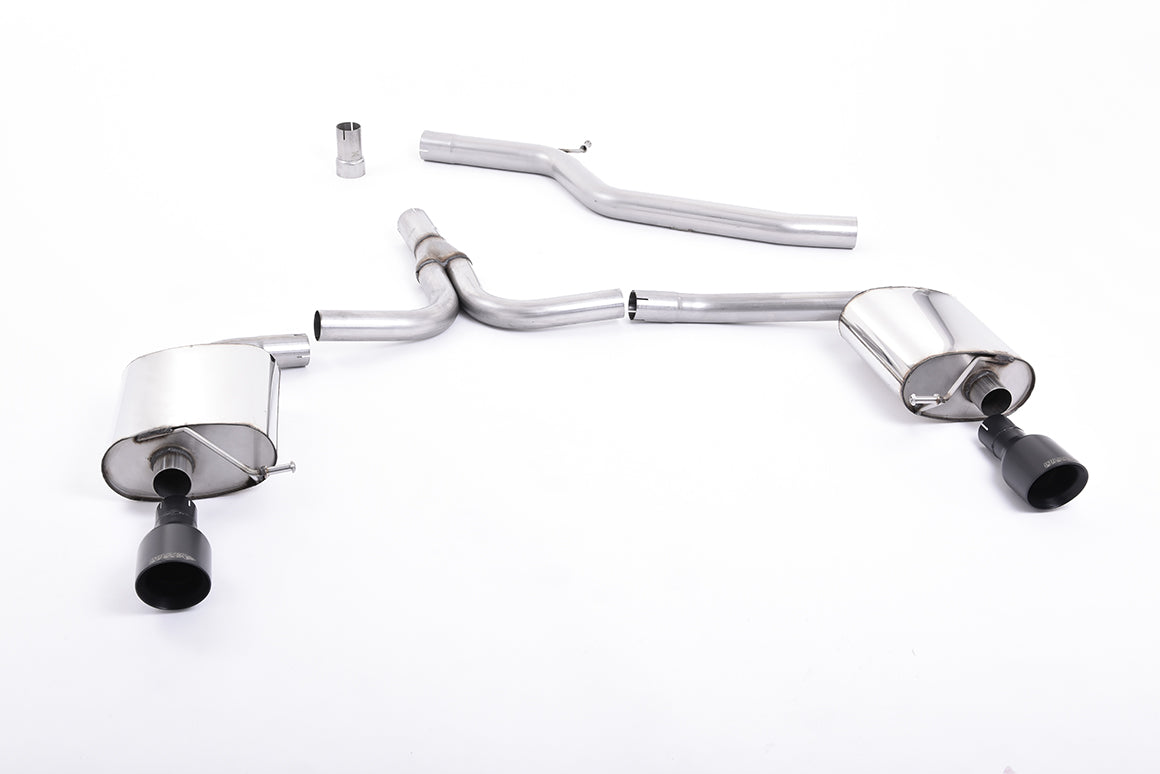 Milltek Sport Cat-back - Audi A4 / Audi A5 - Dual-outlet. Cerakote Black Tip. Requires A4 3.2 S line dual outlet valance