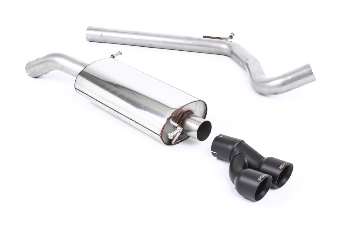 Milltek Sport Cat-back - Audi A1 / Volkswagen Polo - Non-resonated (louder) with Cerakote Black Tips. Suitable for both Xenon and non-Xenon equipped models.
