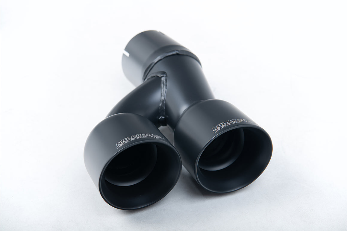 Milltek Sport Cat-back - Audi A1 / Volkswagen Polo - Non-resonated (louder) with Cerakote Black Tips. Suitable for both Xenon and non-Xenon equipped models.