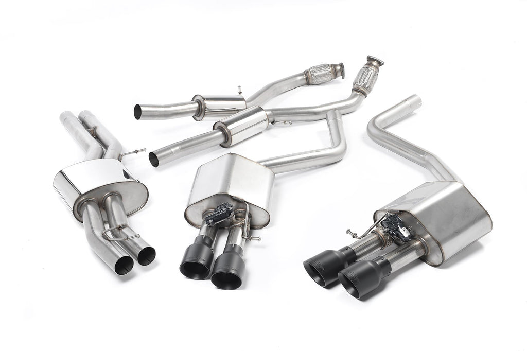 Milltek Sport Audi S8 D4 Cat-back, Resonated Cerakote Black, ECE Approved (SSXAU464)