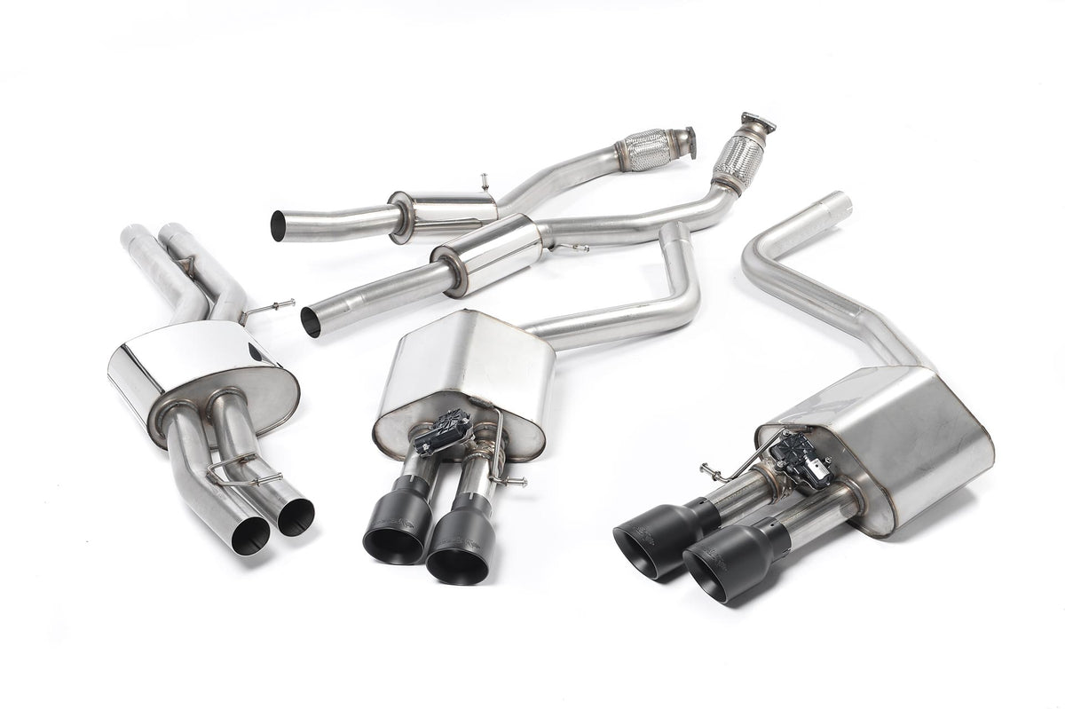 Milltek Sport Audi S8 D4 Cat-back, Resonated Cerakote Black, ECE Approved (SSXAU464)