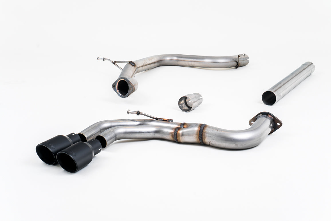 Milltek Sport Cat-back - Audi A3 2.0 TDI 184PS MQB 2WD (3 Door & Sportback Models) - Non-resonated (louder). Cerakote Black Tips