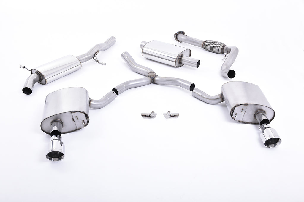 Milltek Sport Audi A4 Cat-back, Resonated, Dual GT-100 Polished (SSXAU608)