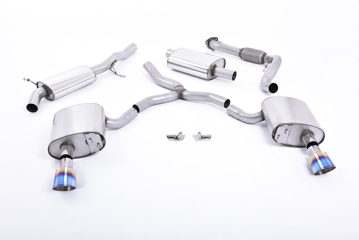 Milltek Sport Audi A4 Cat-back, Resonated, Dual GT-100 Burnt Titanium (SSXAU610)