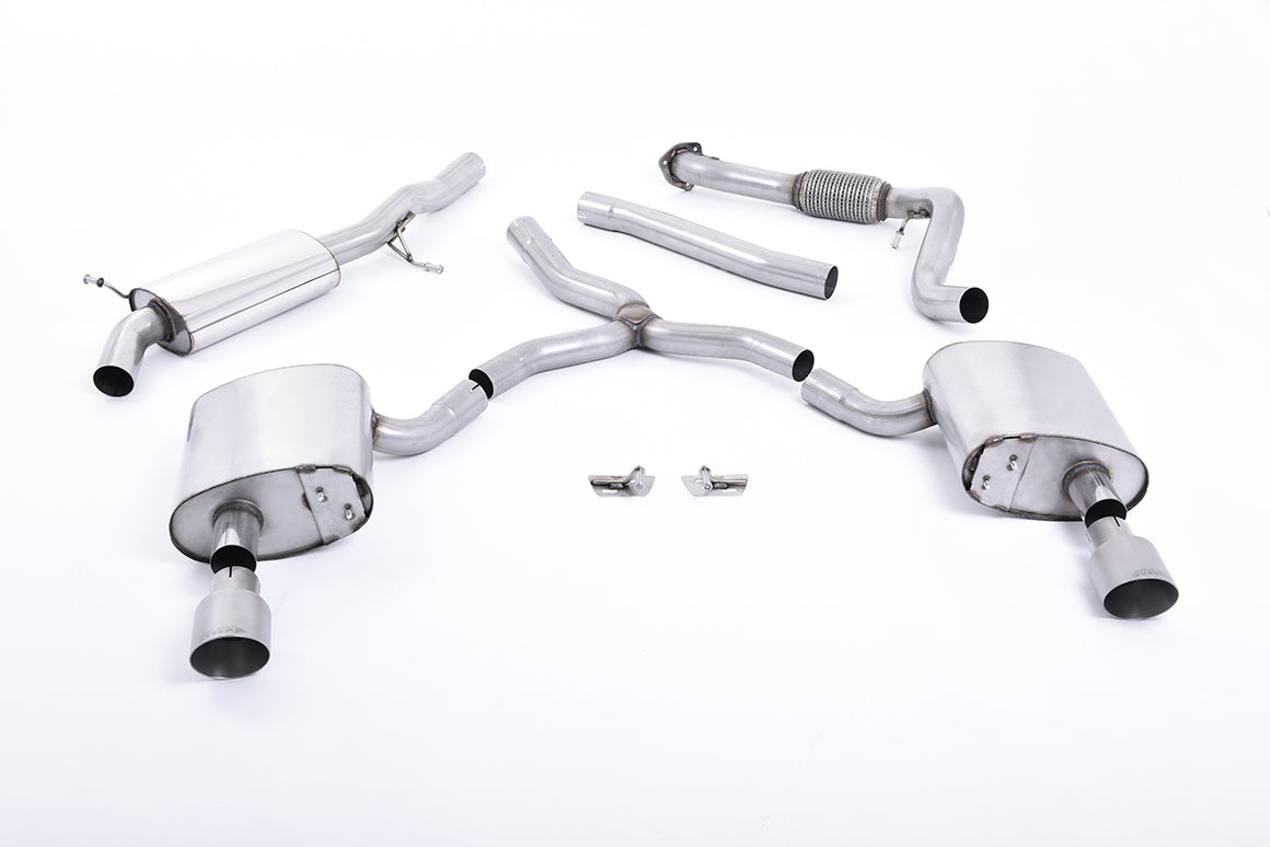 Milltek Sport Audi A4 Cat-back, Part-Resonated, Road+, Dual GT-100 Titanium (SSXAU613)