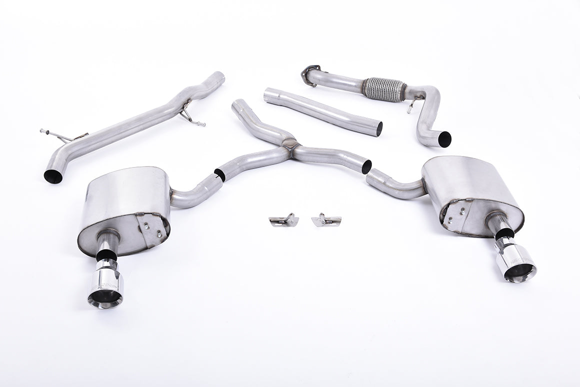 Milltek Sport Audi A4 Cat-back, Non-Resonated, Dual GT-100 Polished (SSXAU616)