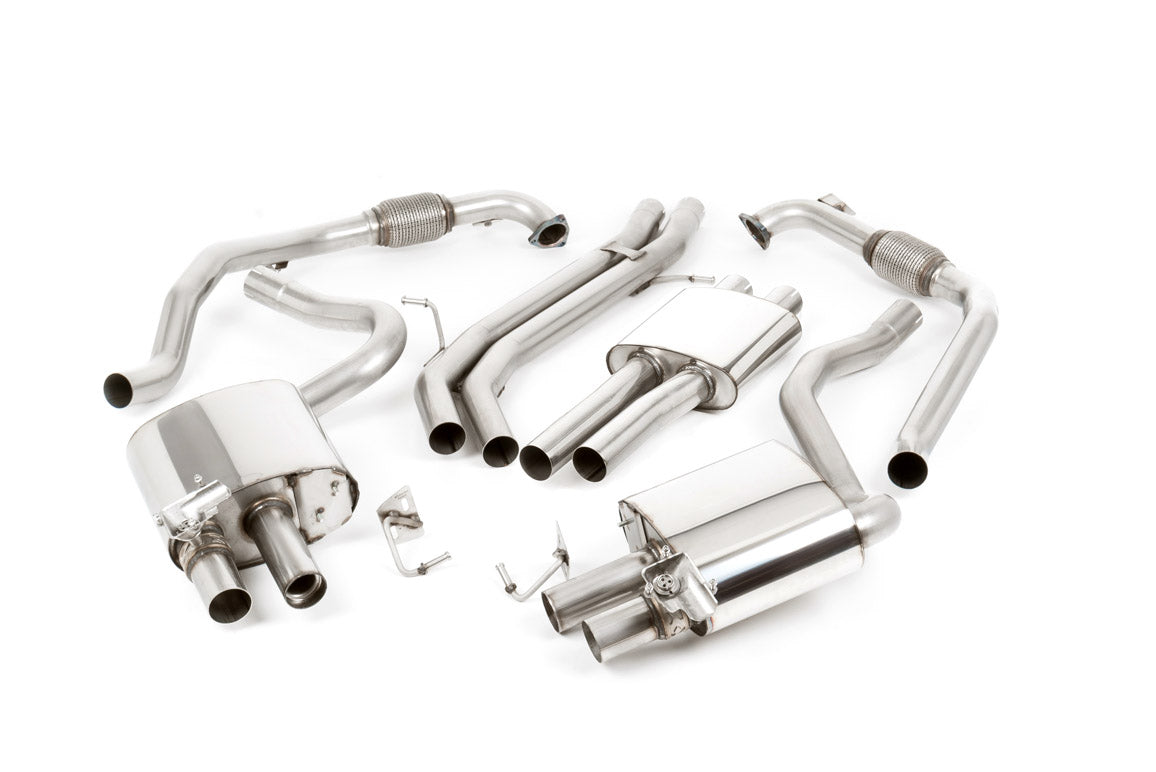 Milltek Sport Cat-back - Audi S4 / Audi S5 - Cat Back Resonated with Quad GT-100 Burnt Titanium Trims EC Approved