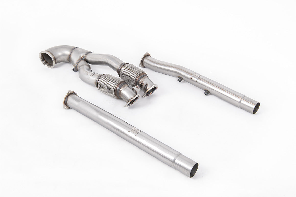 Milltek Sport Large-bore Downpipe and De-cat - Audi RS3 / Audi RSQ3 / Audi TT Mk3 - V2 Downpipe with Decat & OPF/GPF Bypass - Fits both OE and Milltek Sport Cat Back Systems - NOTE to Customers - Due to Design of Turbo Waste Gate fitting a decat can cause