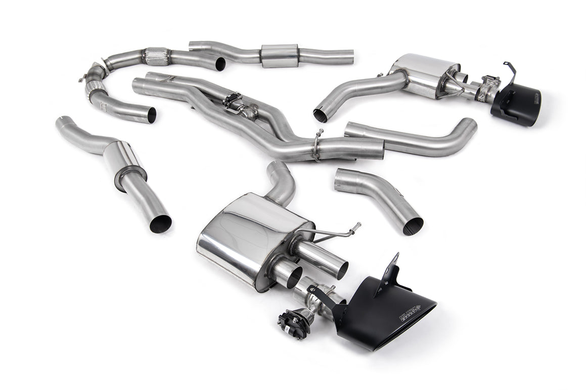Milltek Sport Cat-back - Audi RS6 / Audi RS7 - Cat Back System Resonated (Twin 80mm) with Cerakote Black Oval Trims - Does not requires cutting of the OE system
