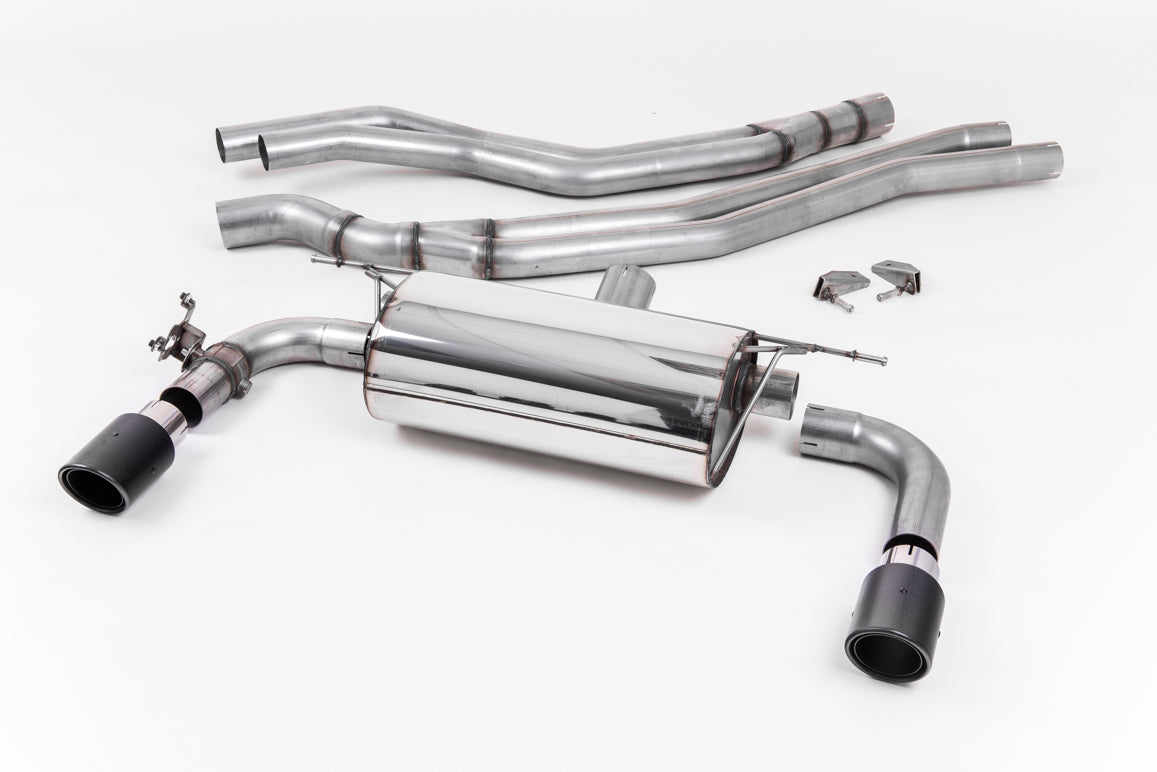 Milltek Sport BMW 2 Series Cat-back, Non-Resonated, Race, JET-90 Carbon (SSXBM1055)