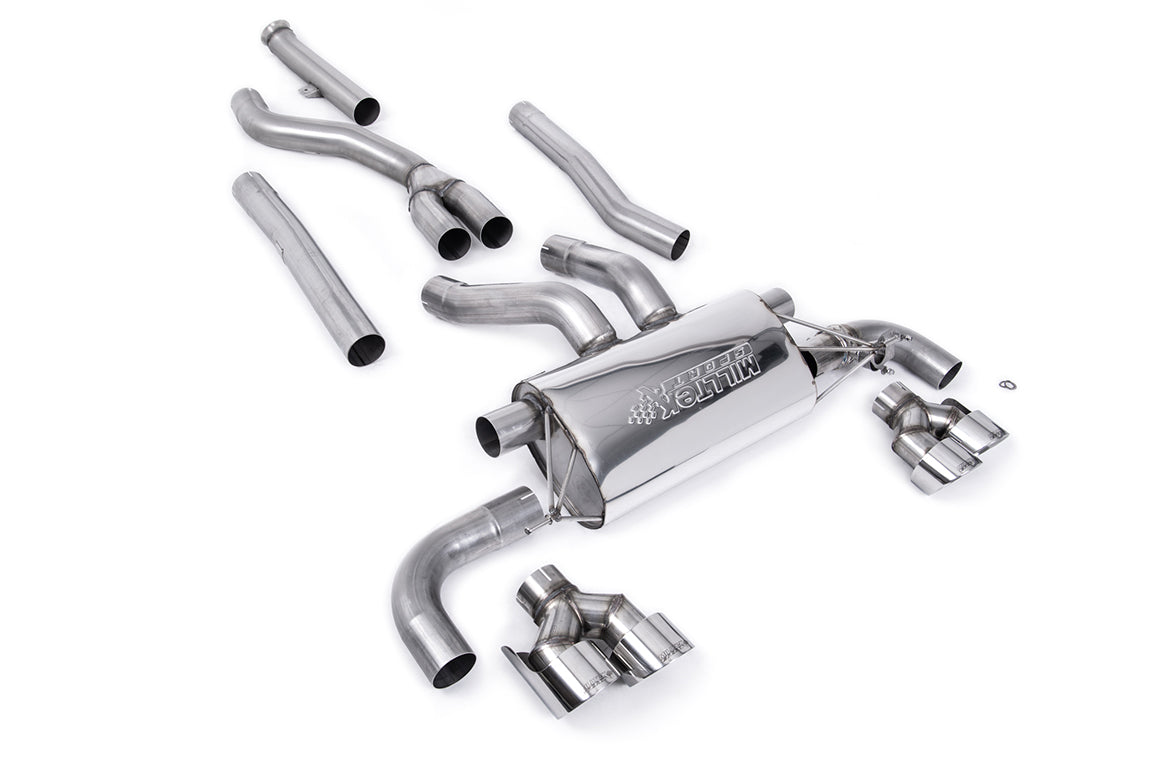Milltek Sport BMW 3 Series / 4 Series Cat-back, Quad GT-100 Polished (SSXBM1162)