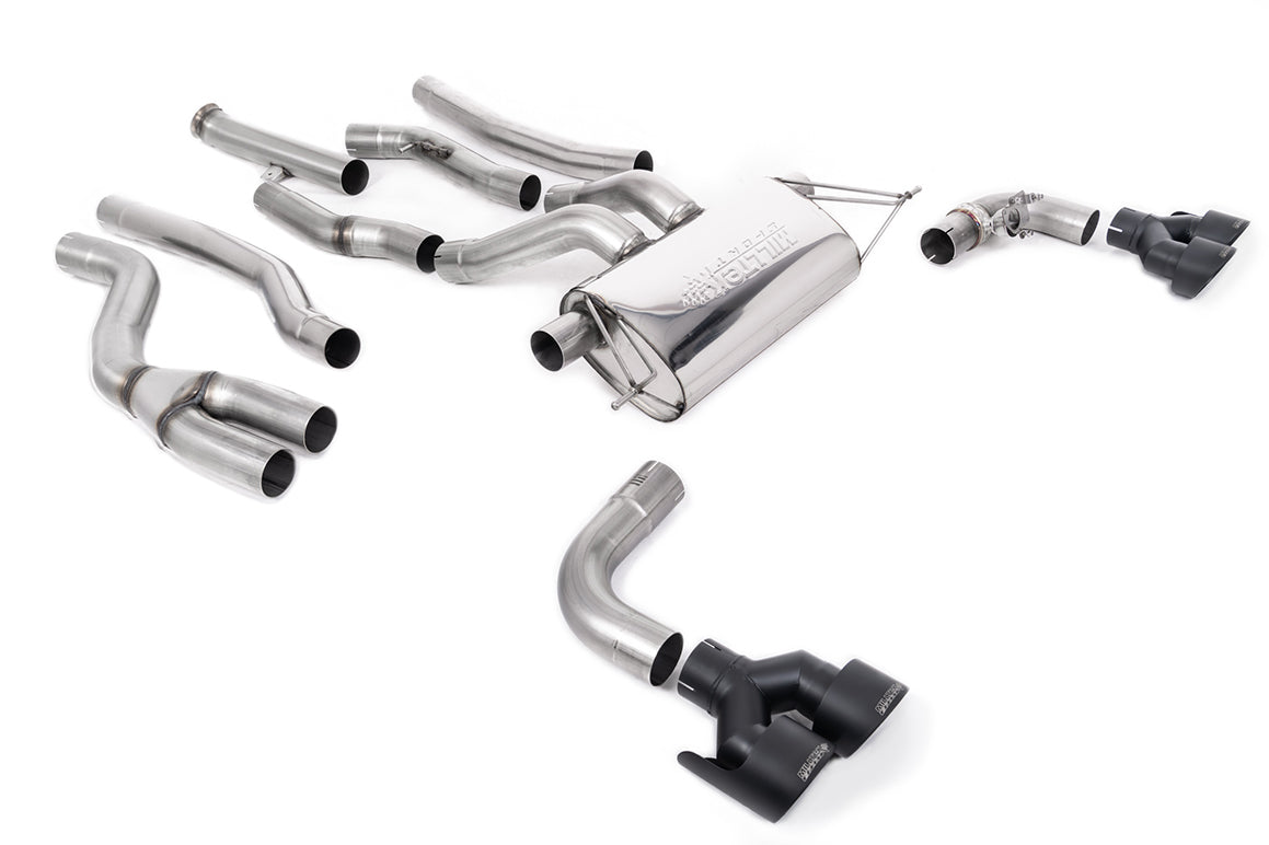 Milltek Sport BMW 2 Series M240i Cat-back, Quad GT-100 Cerakote Black (SSXBM1224)