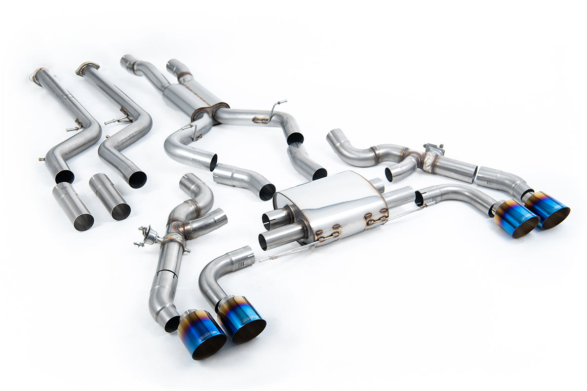 Milltek Sport BMW X3 / X4 Downpipe-back, GT-115 Burnt/Blue Titanium, OPF/GPF (SSXBM1258)