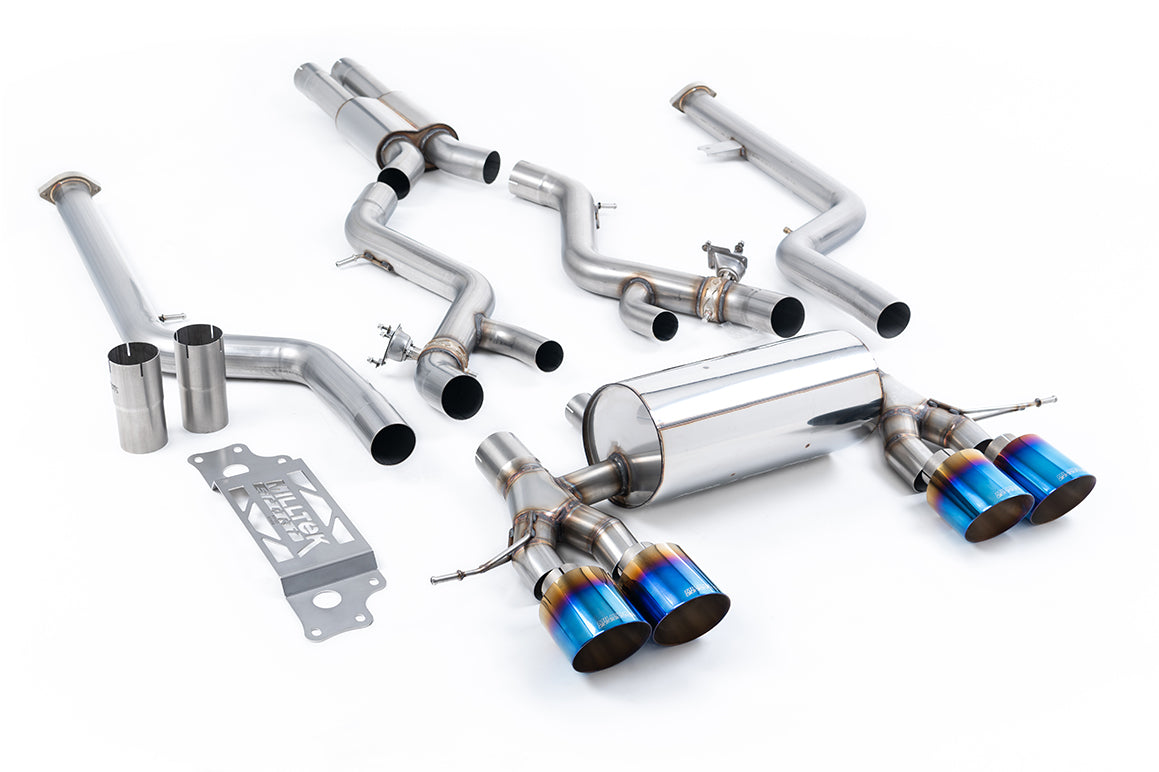 Milltek Sport BMW M2 G87 Cat-back, Resonated GT-115 Burnt/Blue Titanium, OPF/GPF (SSXBM1289)
