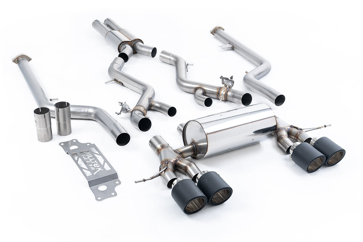 Milltek Sport BMW M2 G87 Cat-back, Resonated JET-115 Carbon, OPF/GPF (SSXBM1290)