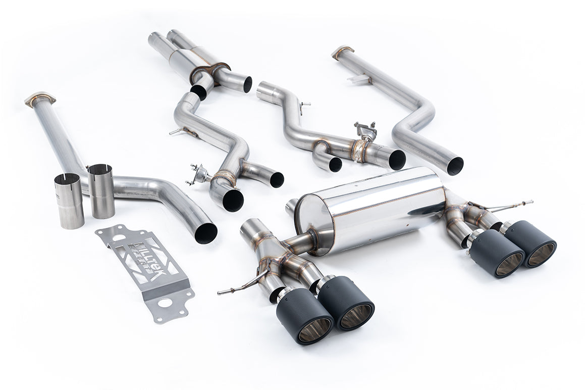 Milltek Sport BMW M2 G87 Cat-back, Resonated JET-115 Carbon, Non-GPF (SSXBM1315)