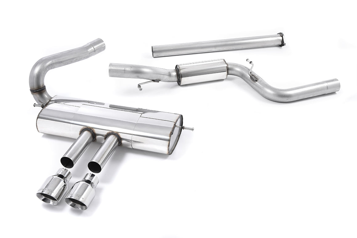 Milltek Sport Cat-back - Ford Focus Mk3 ST 2.0-litre EcoBoost Estate / Sedan / Limosine - Semi-resonated (non-resonated front with resonated centre silencer). Polished Tips