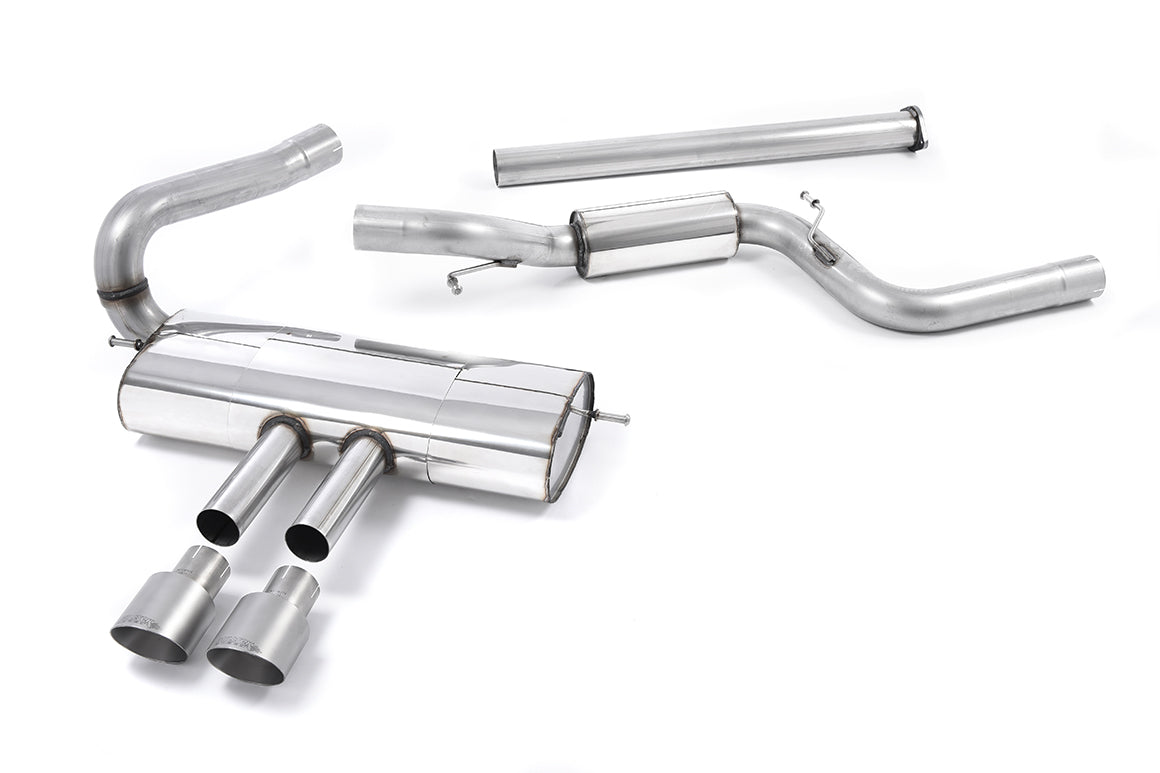 Milltek Sport Cat-back - Ford Focus Mk3 ST 2.0-litre EcoBoost Estate / Sedan / Limosine - Semi-resonated (non-resonated front with resonated centre silencer). Titanium Tips