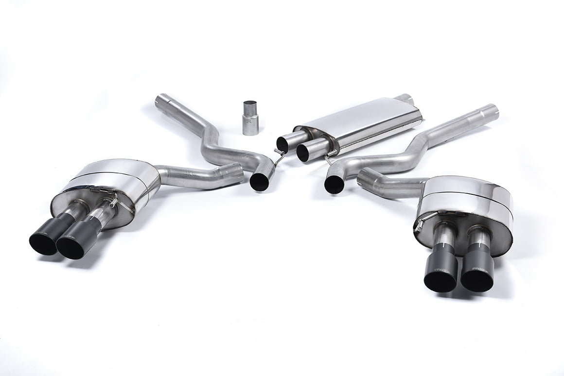 Milltek Sport Ford Mustang Cat-back, Resonated, Quad GT-90 Cerakote Black (SSXFD181)