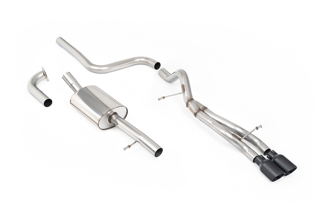 Milltek Sport Cat-back - Ford Fiesta Mk7/Mk7.5 1.0T EcoBoost (100/125/140PS) - Road+ - Cerakote Black Tips. Requires Fiesta Zetec S rear valance (part number 1833264) available from your local Ford dealer