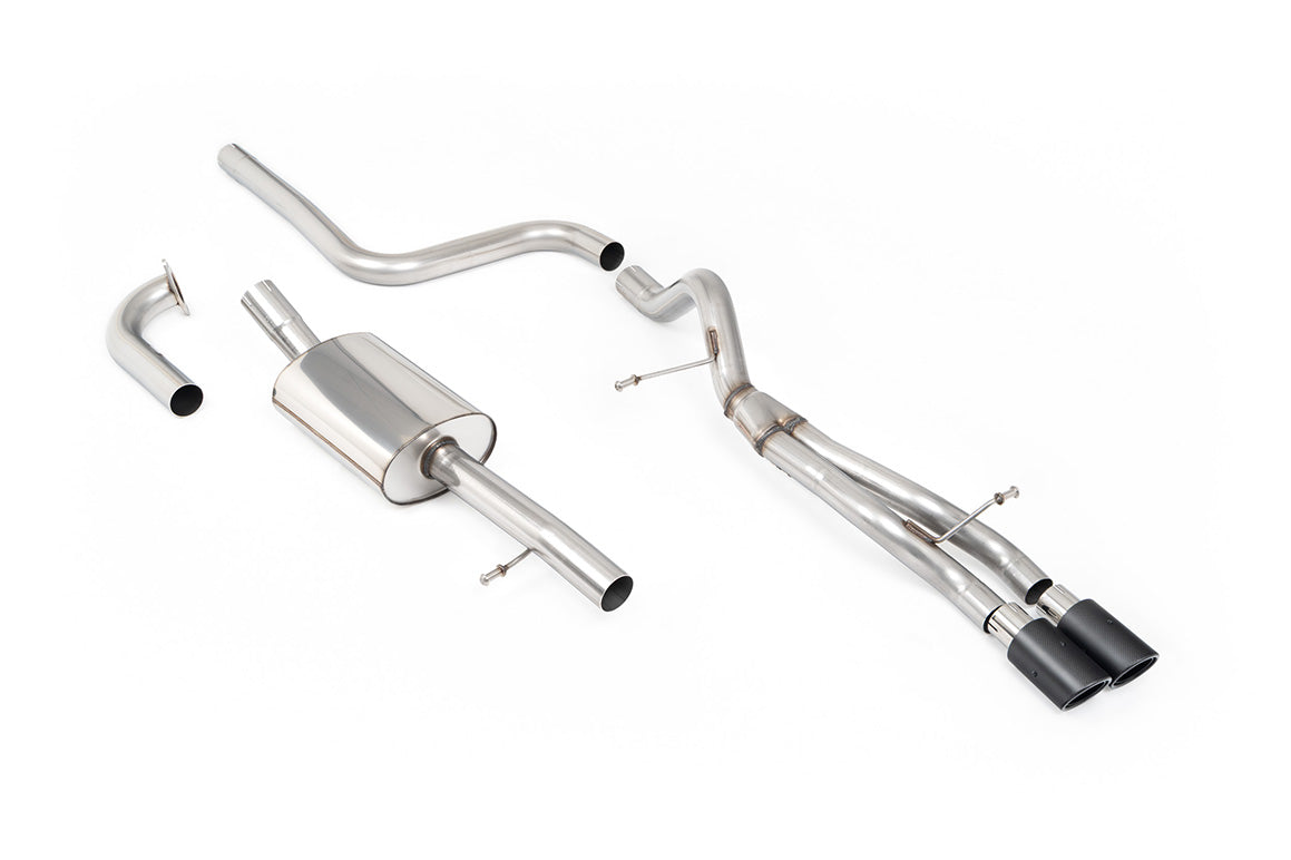 Milltek Sport Cat-back - Ford Fiesta Mk7/Mk7.5 1.0T EcoBoost (100/125/140PS) - Road+ -Carbon Fibre Jet-80 Tips. Requires Fiesta Zetec S rear valance (part number 1833264) available from your local Ford dealer