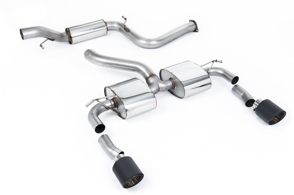 Milltek Sport Ford Focus MK2 RS Cat-back, Resonated, JET-115 Carbon (SSXFD341)