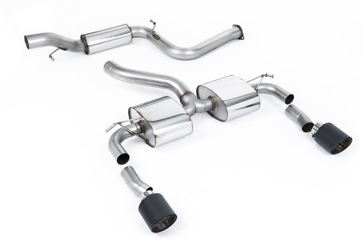Milltek Sport Ford Focus MK2 RS Cat-back, Resonated, JET-115 Carbon (SSXFD341)