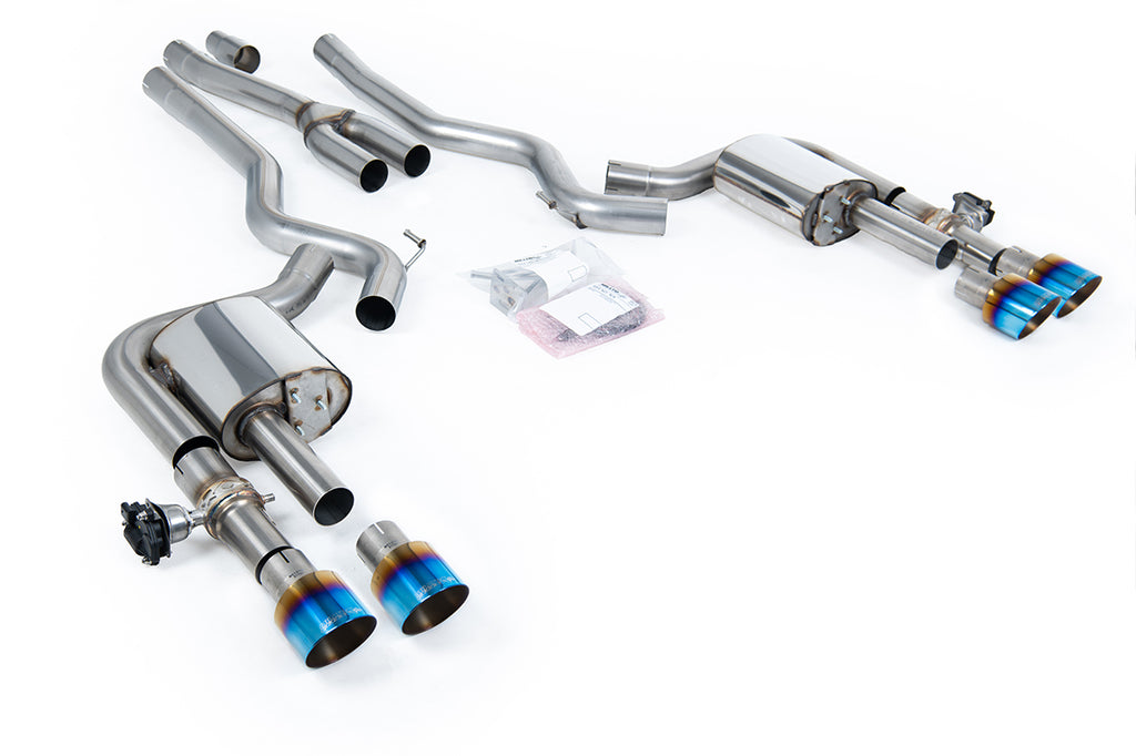 Milltek Sport Ford Mustang Cat-back, Non-Res, Dual GT-100 Burnt/Blue Titanium (SSXFD438)