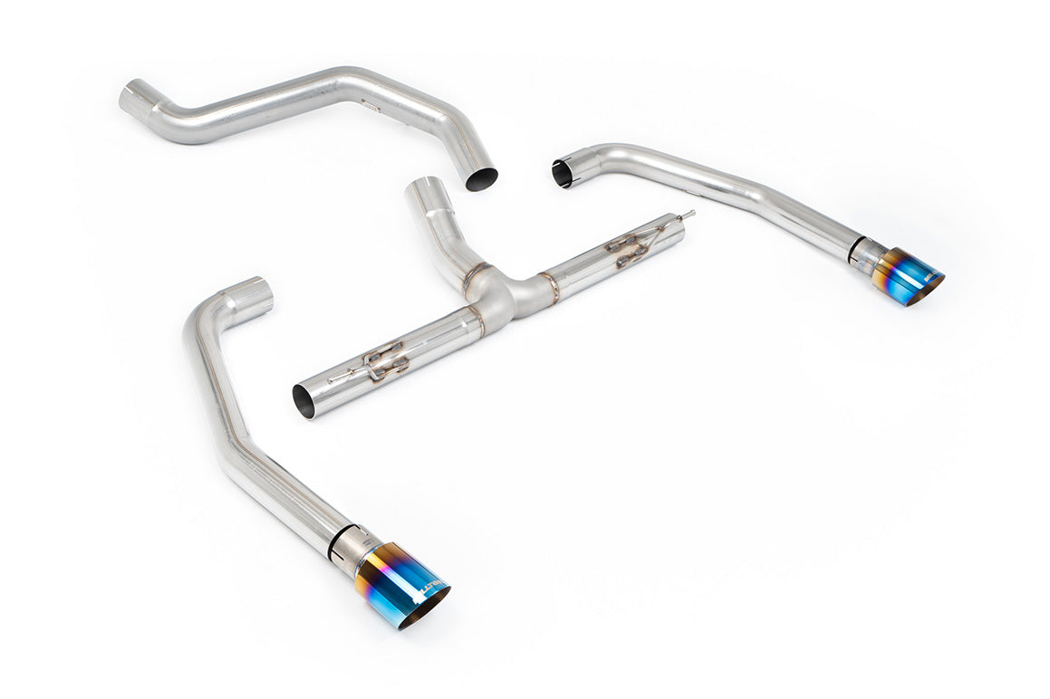 Milltek Sport Particulate Filter-back - INEOS Quartermaster - Non Resonated (Louder) GT-90 Burnt/Blue Titanium Tips - Requires OE System to be cut