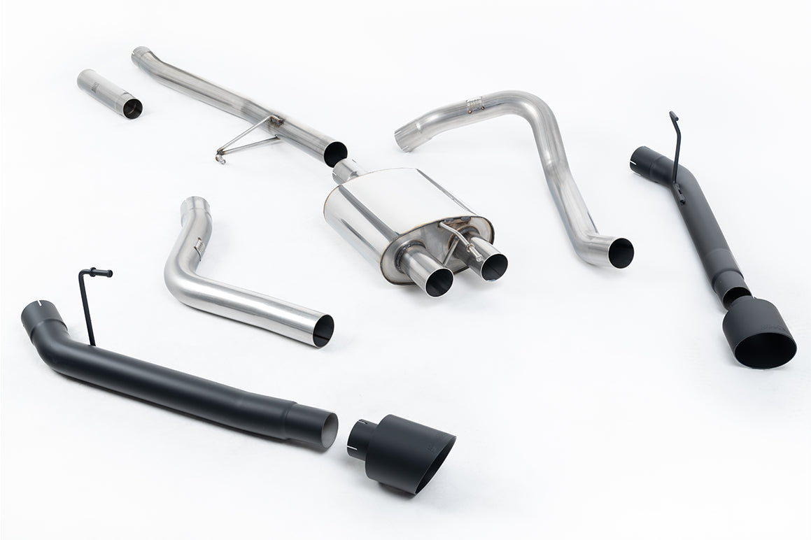 Milltek Sport Cat-back - Jeep Gladiator (JT) 3.6 V6 - Rear Exit Cat Back with GT-115 Cerakote Black Tips (Reduces ground clearance on the rear of the vehicle)