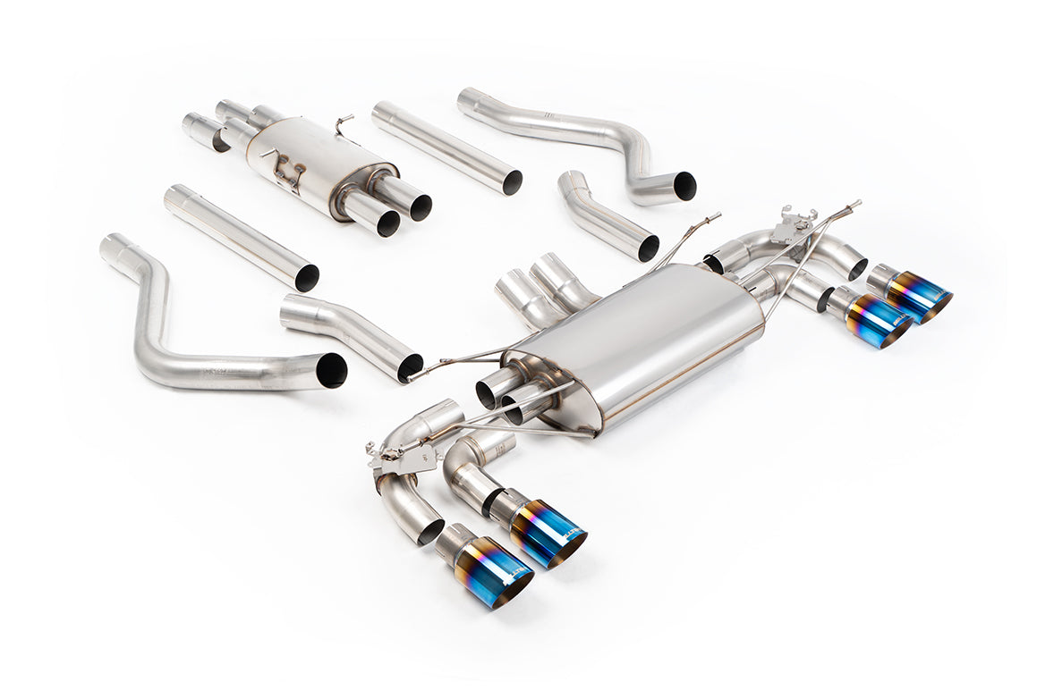Milltek Sport Land Rover Defender Cat-back, Resonated Valved Quad GT-90 Burnt Titanium (SSXLR242)