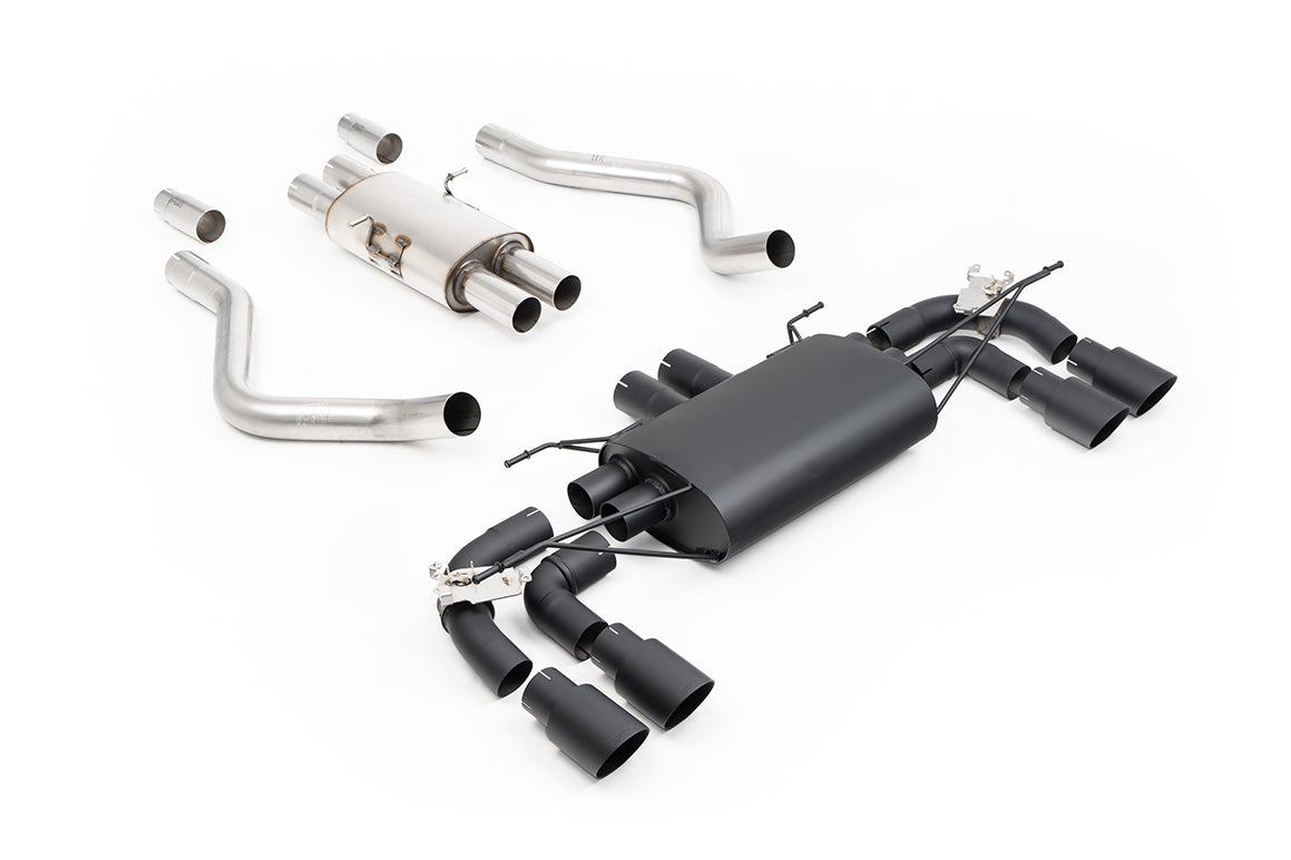 Milltek Sport Land Rover Defender OPF/GPF-back, Resonated Valved Quad GT-90 Black, ECE (SSXLR255)