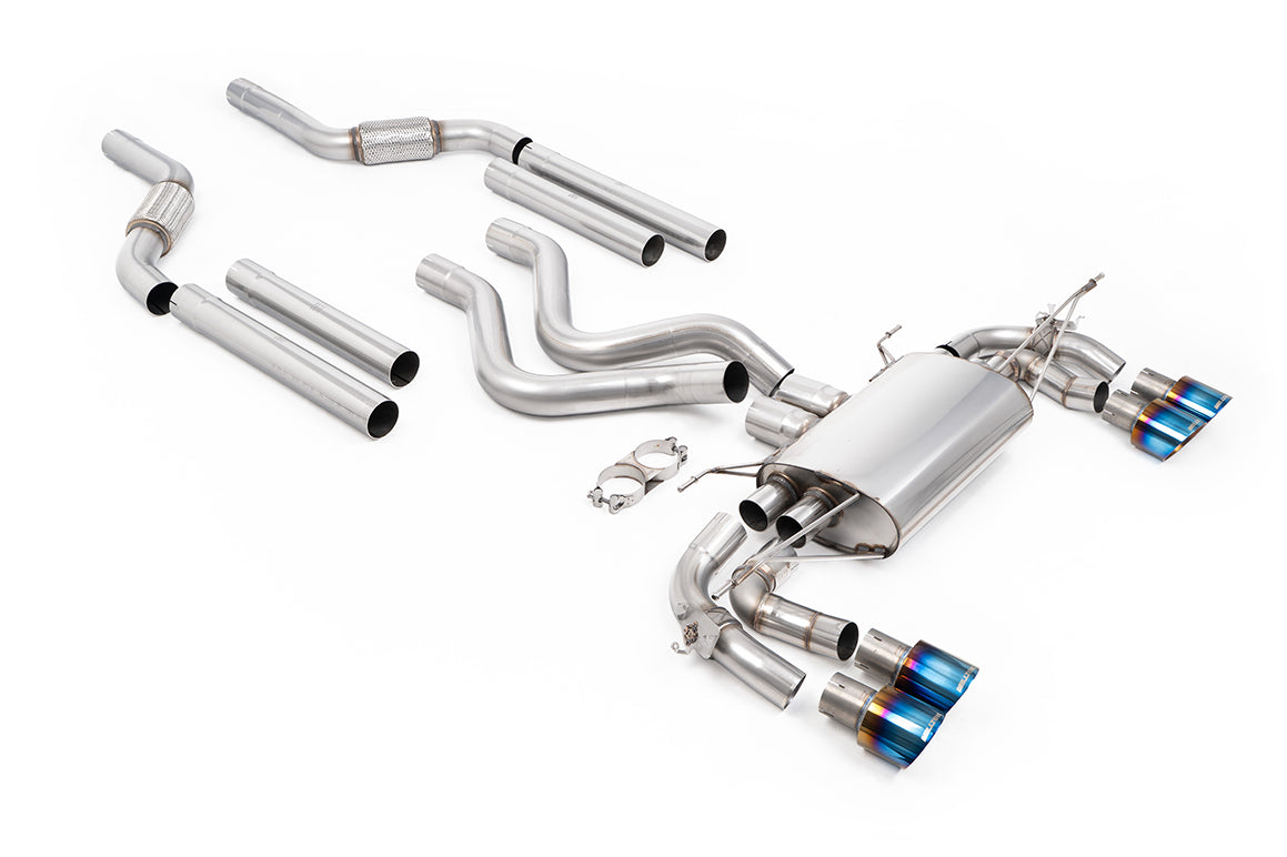 Milltek Sport Particulate Filter-back - Land Rover / Range Rover Defender 110 OCTA P635 (NC11 4.4 V8) - Quad GT-100 Burnt/Blue Titanium Tips