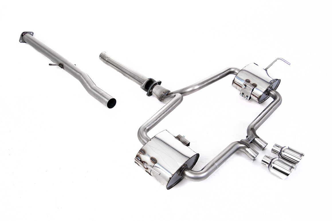 Milltek Sport Cat-back - New Mini Mk1 (R53) Cooper S - Non-resonated (louder) - Loose Trim Version with Polished 76mm Trims - Includes bracket locator for 2004 cars