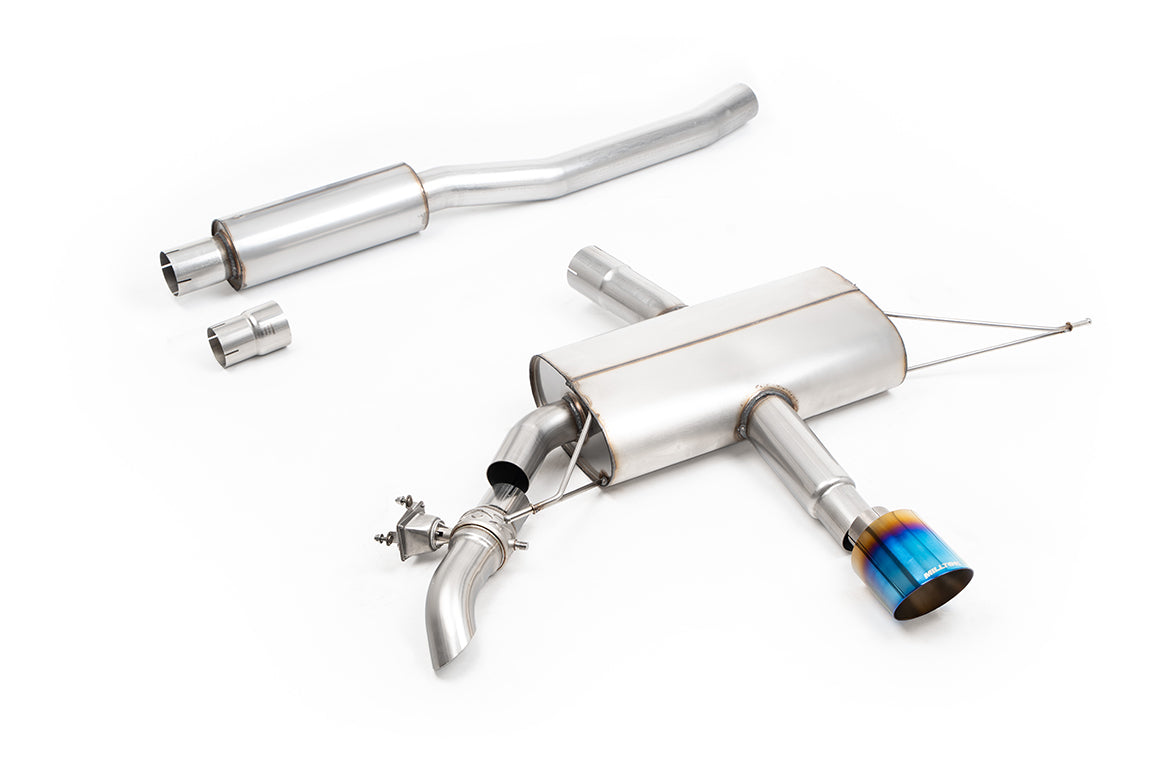 Milltek Sport New Mini Mk4 JCW F66 OPF/GPF-back, Resonated, Burnt/Blue Titanium (SSXM518)