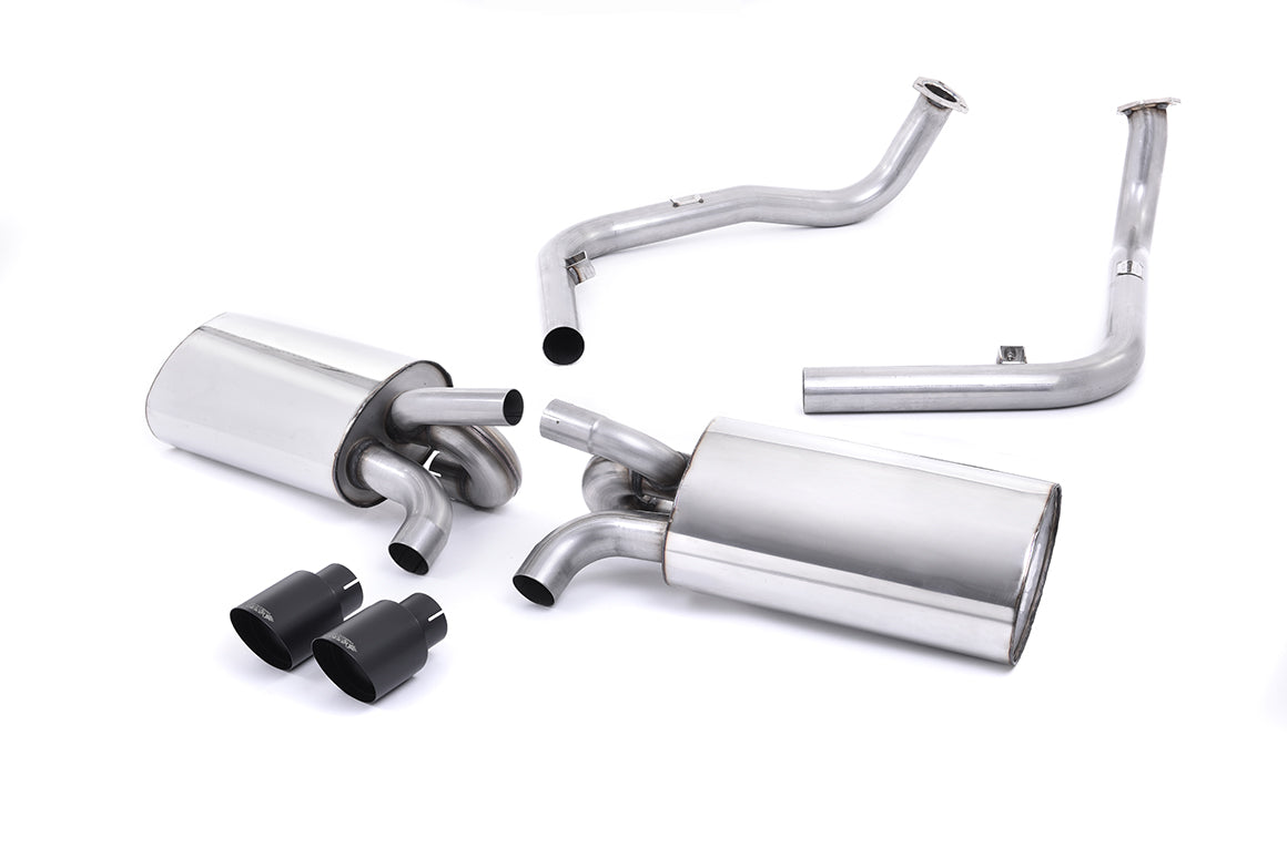 Milltek Sport Cat-back - Porsche Boxster / Porsche Cayman - Cerakote Black Tips. Exc. Rear Catalysts