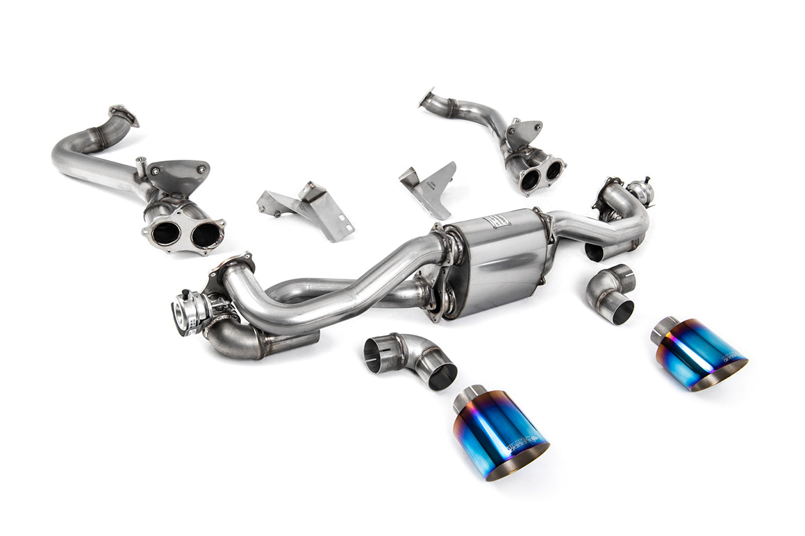 Milltek Sport Cat-back - Porsche Boxster / Porsche Cayman - With GPF/OPF Bypass and Burnt Titanium GT-115 Trims - Requires Stage 2 ECU Software