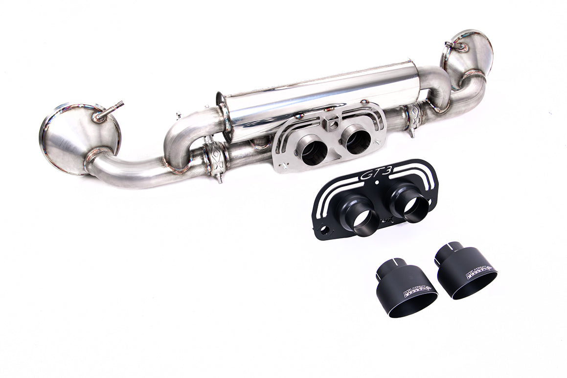 Milltek Sport Rear Silencer(s) - Porsche 911 992.1 GT3 - Works with PSE Valve Switch - with GT-100 Cerakote Black Trims