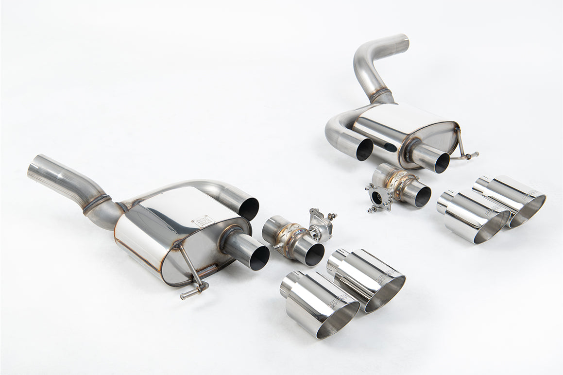 Milltek Sport Rear Silencer(s) - Porsche Macan 2.9 V6 GTS & Turbo (Facelift Models only) - Valved Rear Silencers - Works with OE PSE Switch and requires OE system cutting - with Polished GT-115 Trims