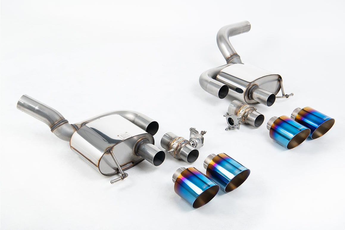 Milltek Sport Rear Silencer(s) - Porsche Macan 2.9 V6 GTS & Turbo (Facelift Models only) - Valved Rear Silencers - Works with OE PSE Switch and requires OE system cutting - with Burnt Titanium GT-115 Trims