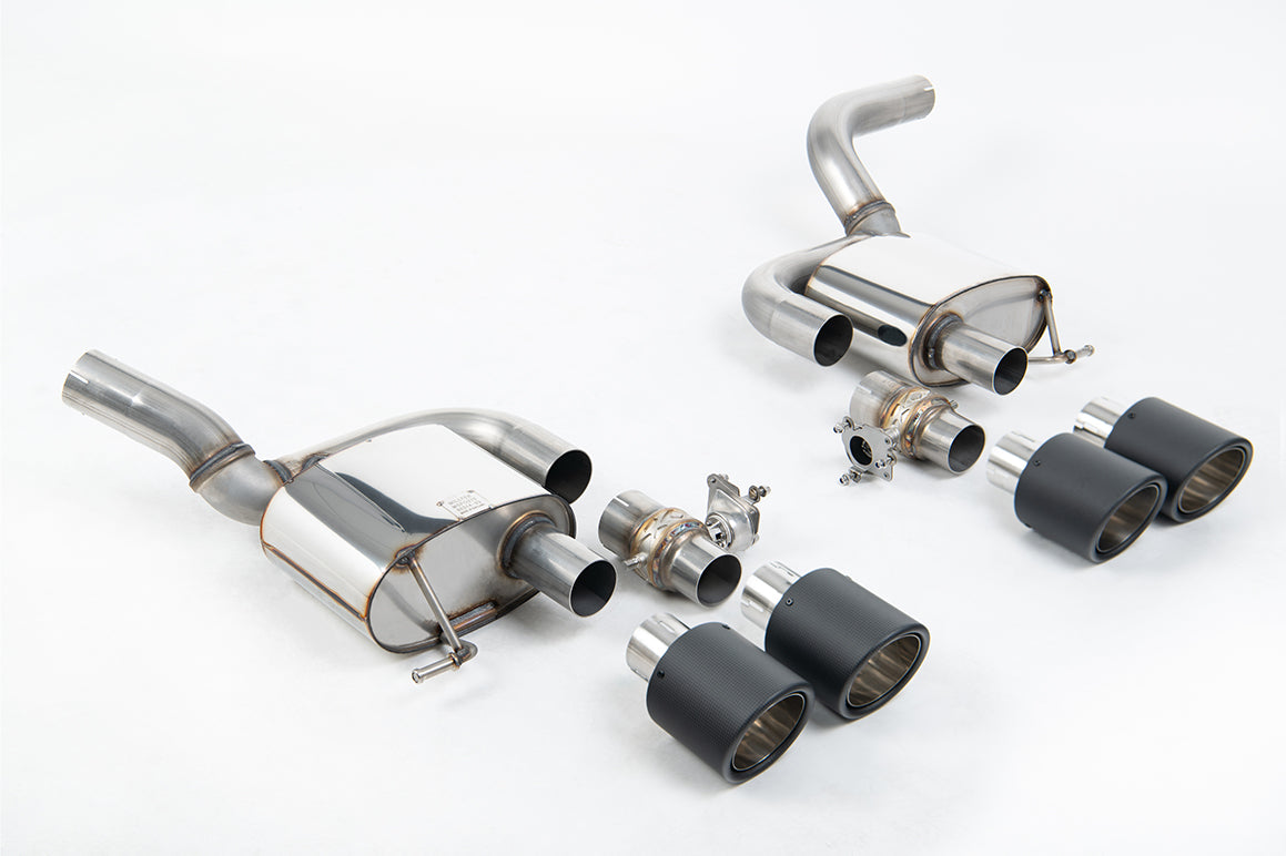 Milltek Sport Rear Silencer(s) - Porsche Macan 2.9 V6 GTS & Turbo (Facelift Models only) - Valved Rear Silencers - Works with OE PSE Switch and requires OE system cutting - with Carbon JET-115 Trims