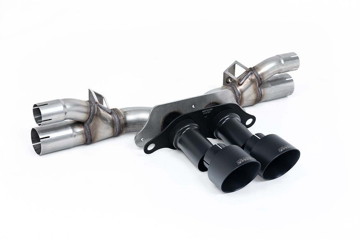 Milltek Sport Rear Silencer(s) - Porsche 911 991.2 GT3 & GT3 RS (NON OPF ONLY) - Rear Silencer Bypass - Works with OE Valved Side Silencers - GT-100 Cerakote Black Trims