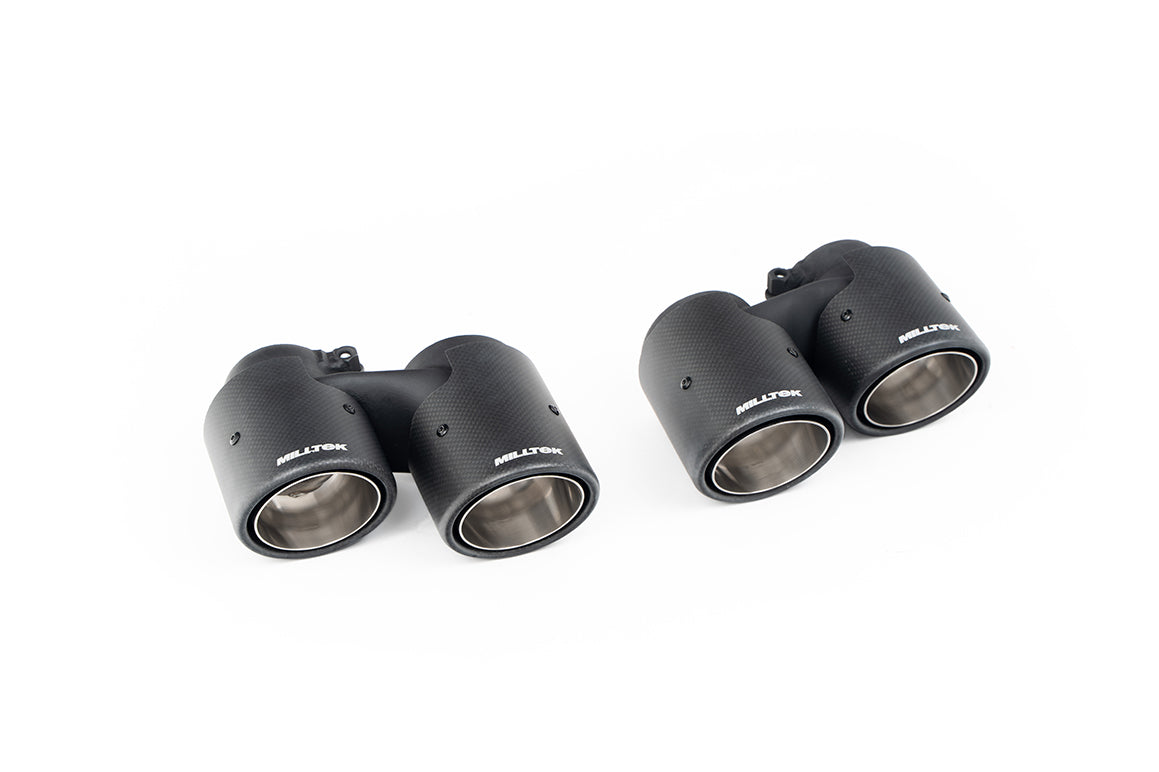 Milltek Sport Tips - Porsche 911 991.1 3.8 (C2S / C4S) - Twin Round Carbon Fibre with Black Coated Stainless Inner Section Tips - Fits to Milltek and OE Systems