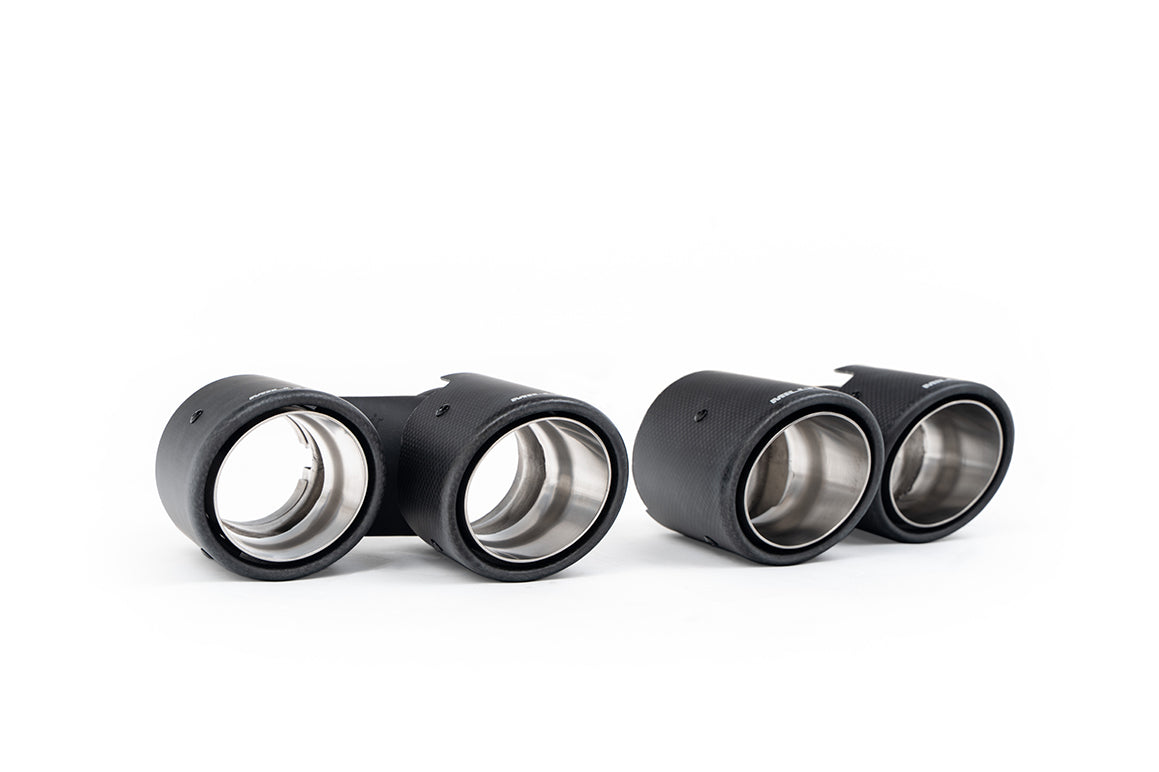 Milltek Sport Tips - Porsche 911 991.1 3.8 (C2S / C4S) - Twin Round Carbon Fibre with Black Coated Stainless Inner Section Tips - Fits to Milltek and OE Systems