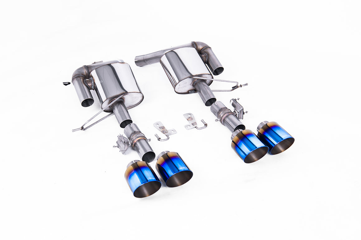 Milltek Sport Range Rover Sport SVR Facelift Rear Silencers, Valved GT-115 Burnt/Blue Titanium (SSXRR116)